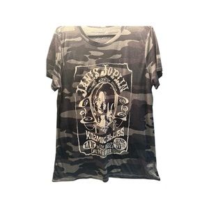 Lucky Brand Large T-Shirt Camo Colored with Janis Joplin Print